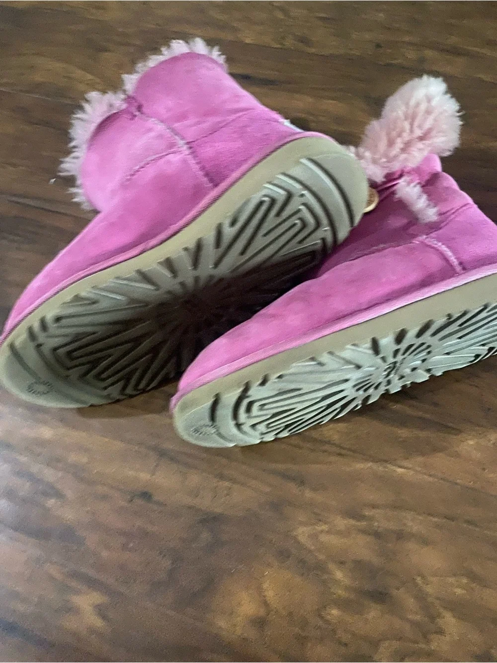 UGG Kids Pink Suede Shearling-Trim Boots